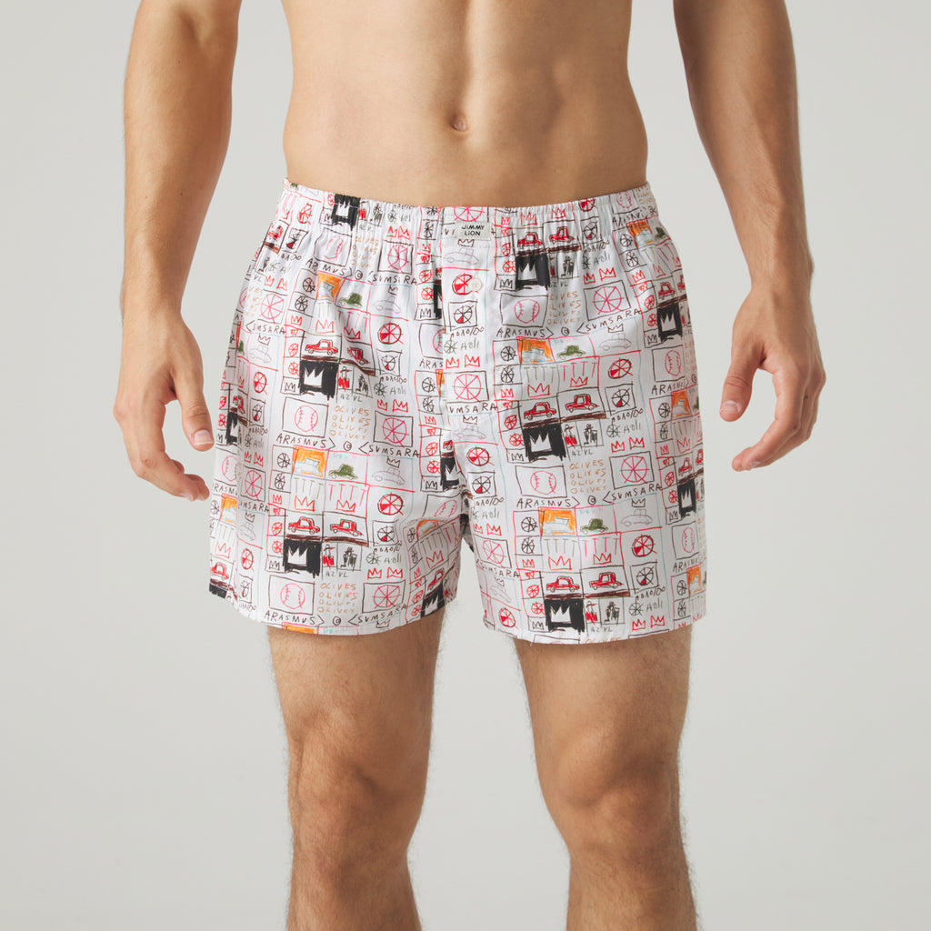 Basquiat Arasmus Olive Boxer Shorts - White