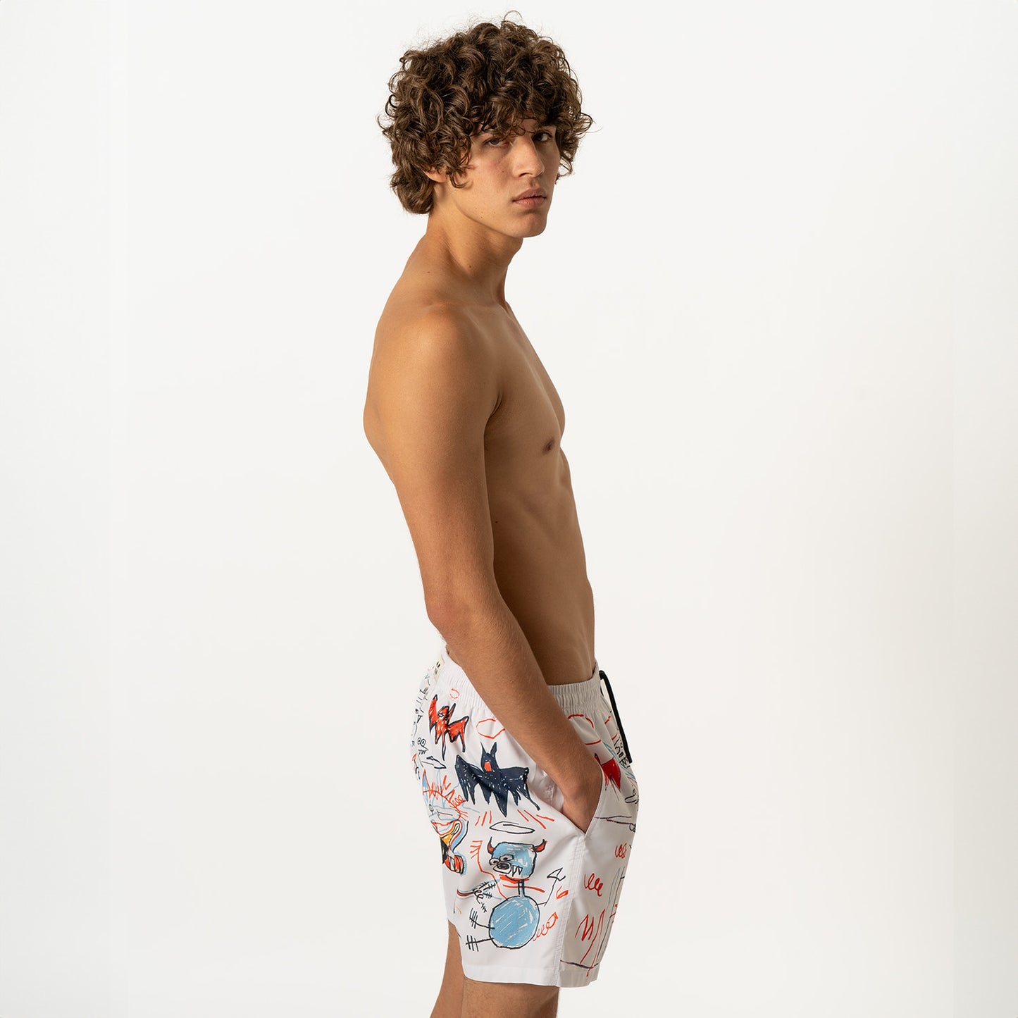 Basquiat Batman Swim Shorts - White (3)