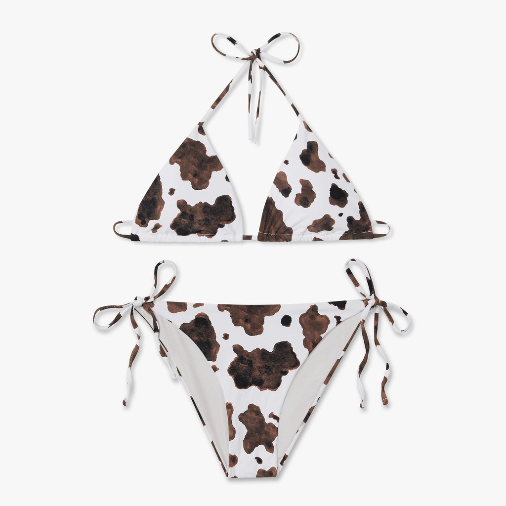 Cow Print Bikini Bottom - Off White