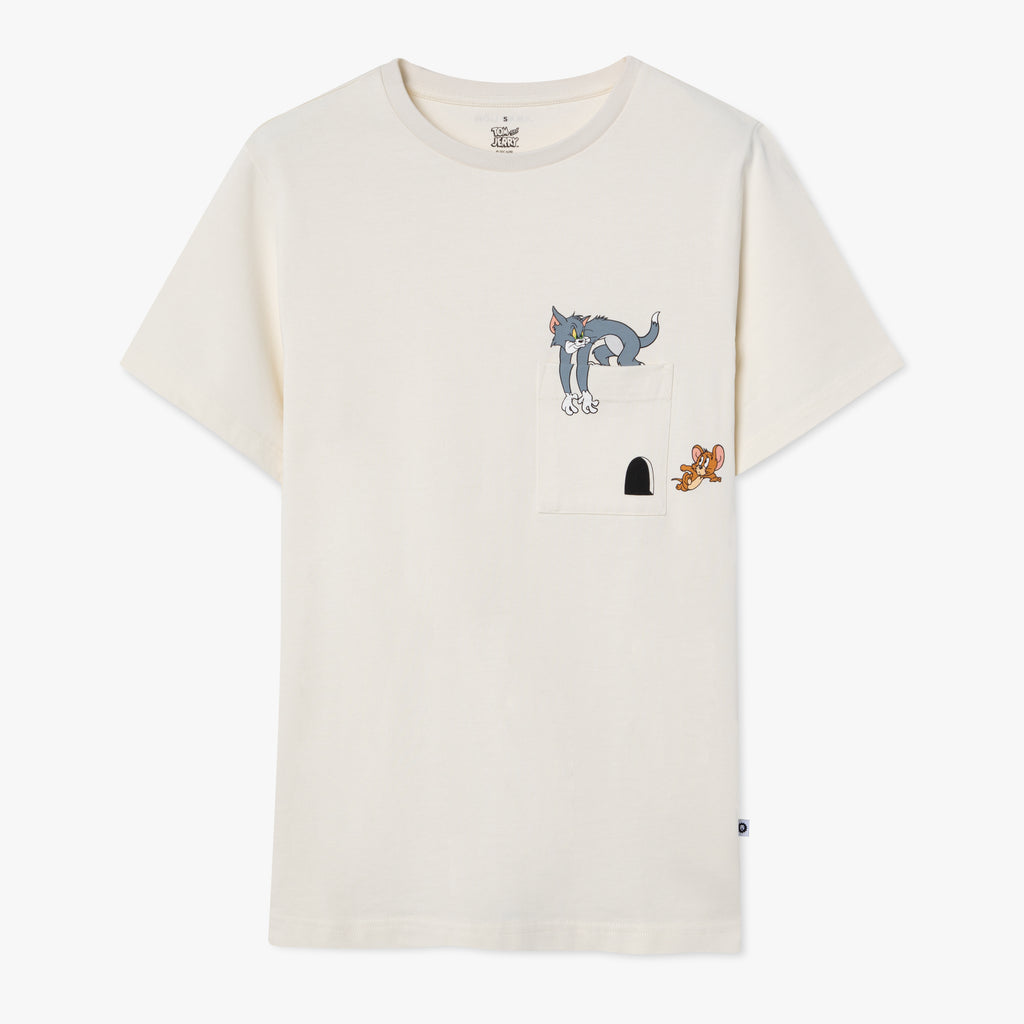 Tom and Jerry Pocket Tee - Beige