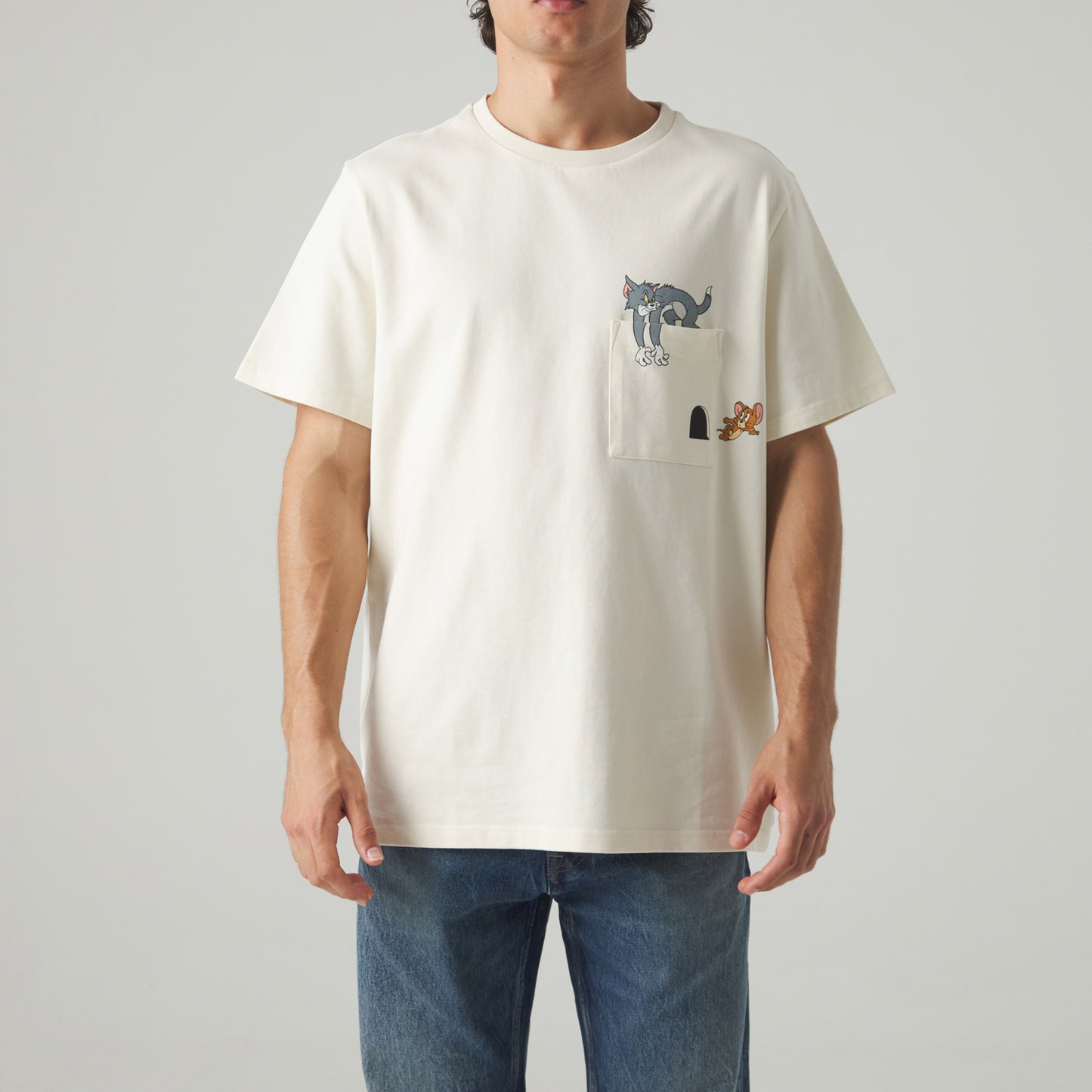Tom and Jerry Pocket Tee - Beige